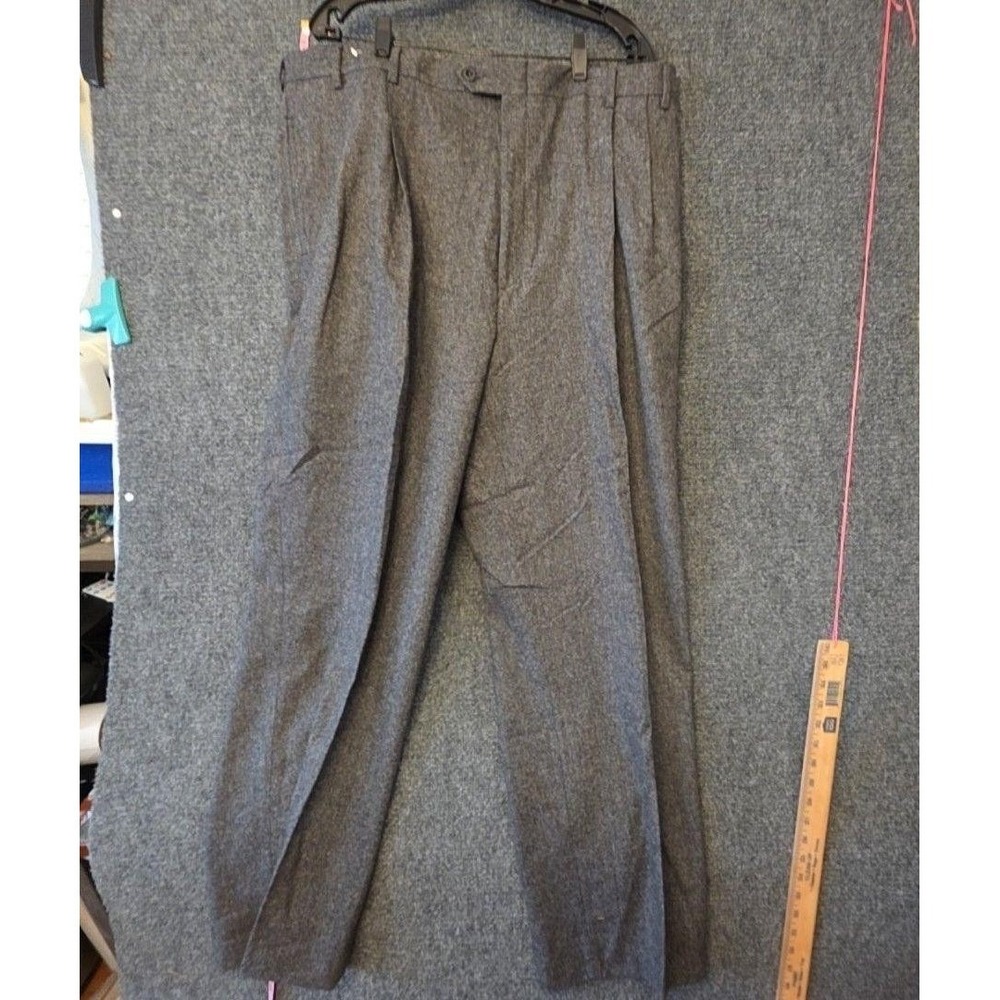 Irvine Park Dress Pants Mens 44x36 Gray Wool Cashmere Pleated Lined Big Tall